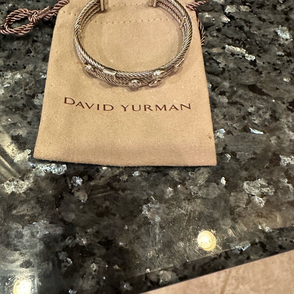 David Yurman Sterling Silver With 3 Rows Diamond Confetti
